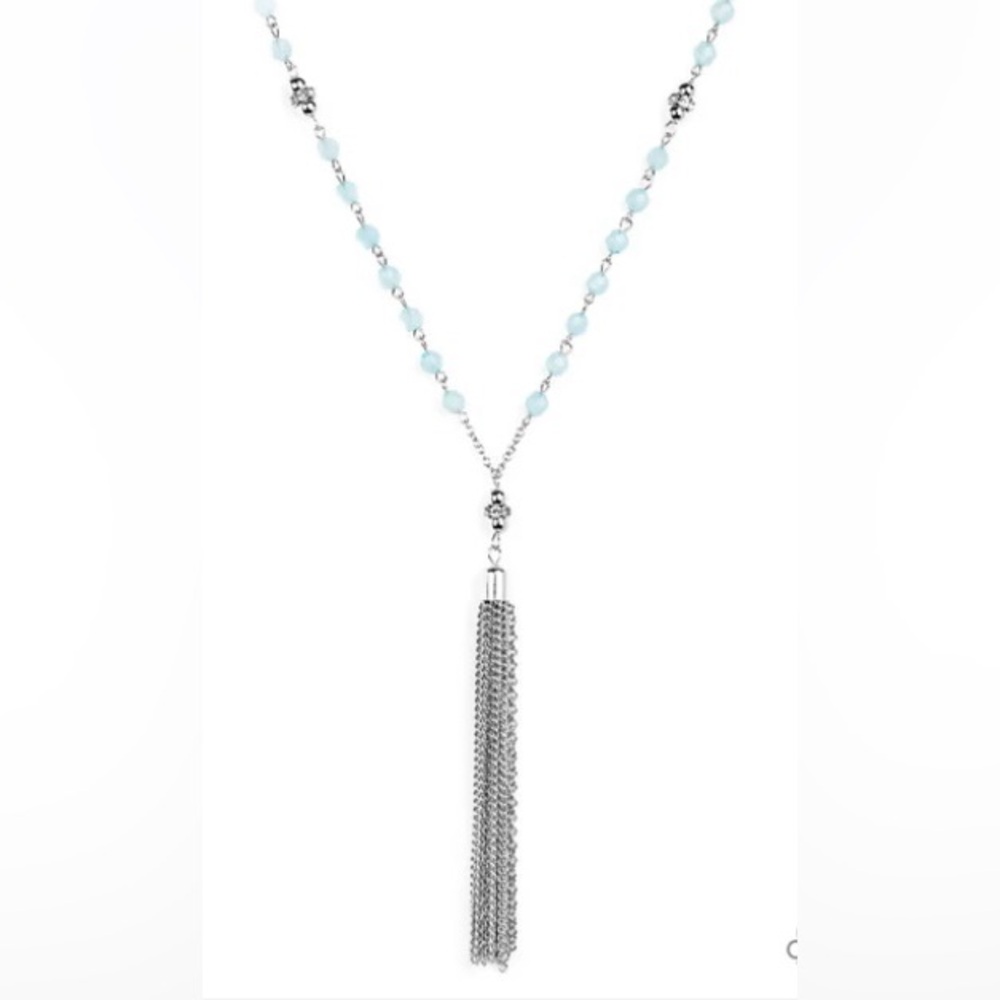 Paparazzi Necklace with earrings ❤️ Tassel Takeover ❤️ Blue Necklace